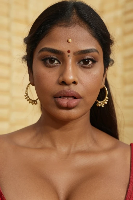 a close up of a woman with a large dille on her tongue, indian girl with brown skin, big juicy lips, huge juicy lips, licking tongue, big puffy lips, large tongue, indian, sexy lips, huge lips, sexy girl with dark complexion, thick lips, big lips, very full lips, delicated facial features, provocative indian, large lips