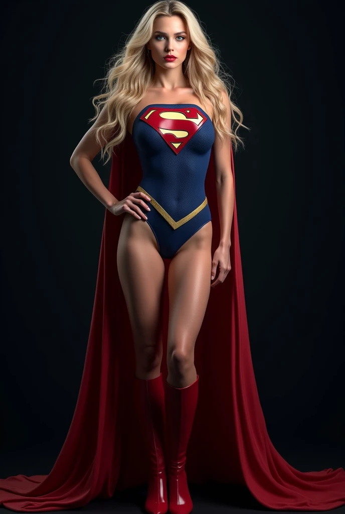 Supergirl as a realistic human girl, (masterpiece), best quality, hyper-detailed, (((NSFW, erotic, full body shot, thick hips, round butt, perky nipples, big nipples, long nipples))), legs spread, dripping wet, high quality fingers, normal hands, detailed fingers,masterpiece, (realistic, photo-realistic:1.37), beautiful face, perfect illumination, beautiful detailed eyes,looking at viewer, stunningly beautiful woman, detailed hairstyle,detailed, (sweat:1), 