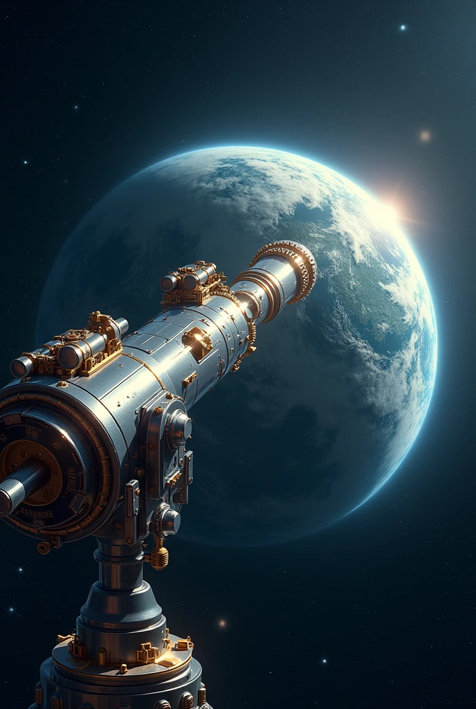 Super sophisticated telescope looking at earth from a super far distance