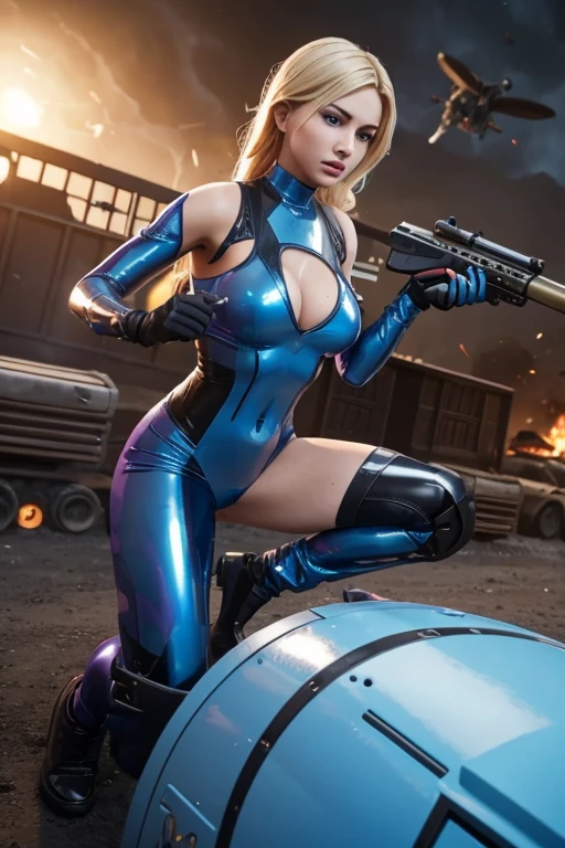 (Raw photography、4K、​masterpiece、hight resolution、very intricate)、(Photorealsitic:1.4), cinematlic lighting、Double Knee Pose、1girll, solofocus, My whole body is wet、 1990's (styles), Ruined city of the future、Blue lighting、The blue lighting is reflected in the suit and is beautiful.、full body Esbian,large full breasts、Chest exposed、cleavage of the breast、Big ass、Exposed buttocks、pubick hair、Slim waist、Beautiful belly、Blue eyes、Complex interior background of spaceship、There are a lot of futuristic meters、(( ​masterpiece:1.2)), top-quality, top-quality,Official art,the Extremely Detailed CG Unity 8K Wallpapers, artbook, a picture, realisitic, (((Erotic futuristic shiny mirror battlesuit))), (Beautiful long blonde hair), The hair is disheveled、a mecha girl, machine components, A space station, Expressive Hues, Vibrant Palette,B deficiency、