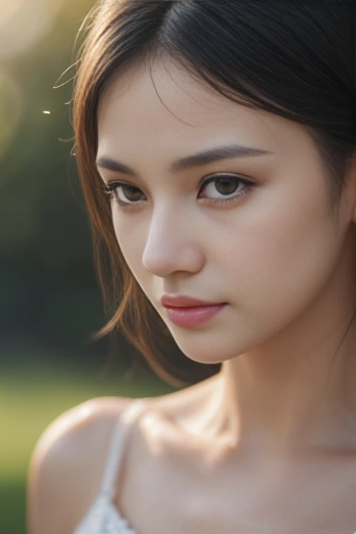 20 year old cute Japan woman, ((Extremely precise and accurate anatomy:1.0)), (Highest quality realistic skin textures:1.6), clean and glowing skin, Thin Skin, mesh, (Enhances the beauty of skin texture:1.2), ((((The texture of each individual hair, long and delicate lashes, Beautifully trimmed eyebrows, Facial pores, Detail of blood vessels in the white of the eye, Thin and visible capillaries in the skin)))), (Realistic as a photo:1.4), (Very realistic:1.4), (Improvement of quality:1.4), Realistic lighting, Backlight, A gentle light that illuminates the face, Ray Tracing, Bright light, (Smoother lighting:1.05), (Improving the quality of cinema lighting:0.9), 32k, fine grain, Detailed face, (Film Grain:1.1), (Natural smile:0), Accentuates body lines, High resolution, Natural look, Kind eyes, Delicate light and shadow, Clear skin, Graceful Pose, Beautiful Eyes, Sharp details, Soft light reflection, Beautiful contours, Delicate skin tone, Natural background, Natural poses in everyday situations, Extremely fine detail, Lora Style