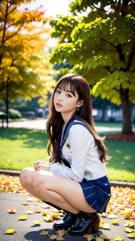 18 year old high school girl in orange miniskirt