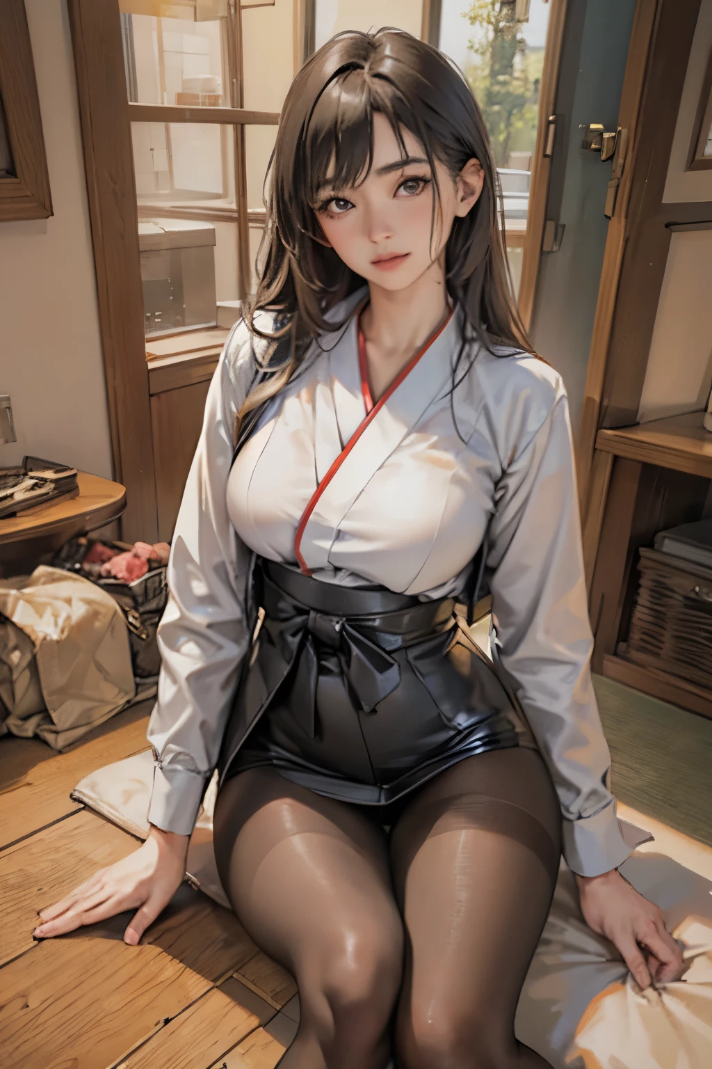 best quality,masterpiece,ultra high res,(photo realistic:1.4),1girl,looking at viewer,japan woman,pantyhose