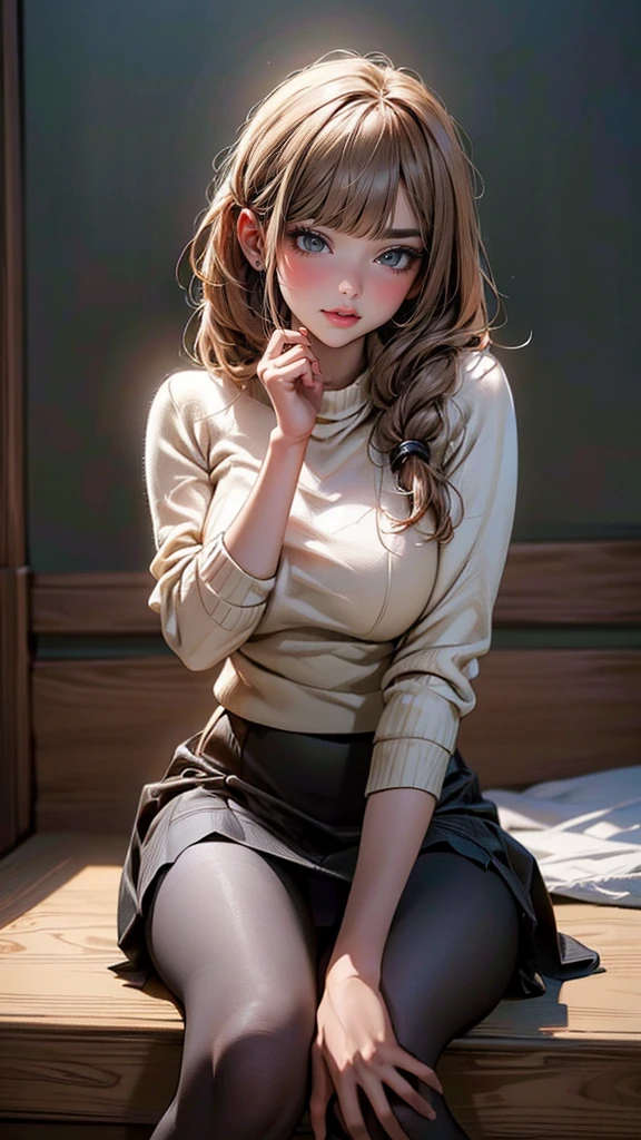 (random porn pose),(random hairstyle),(Highest image quality,(8k),ultra-realistic,best quality, high quality, high definition, high quality texture,high detail,beautiful detailed,fine detailed,extremely detailed cg,detailed texture,a realistic representation of the face,masterpiece,Sense of presence),sweater,tight mini skirt,stockings,Engineer boot