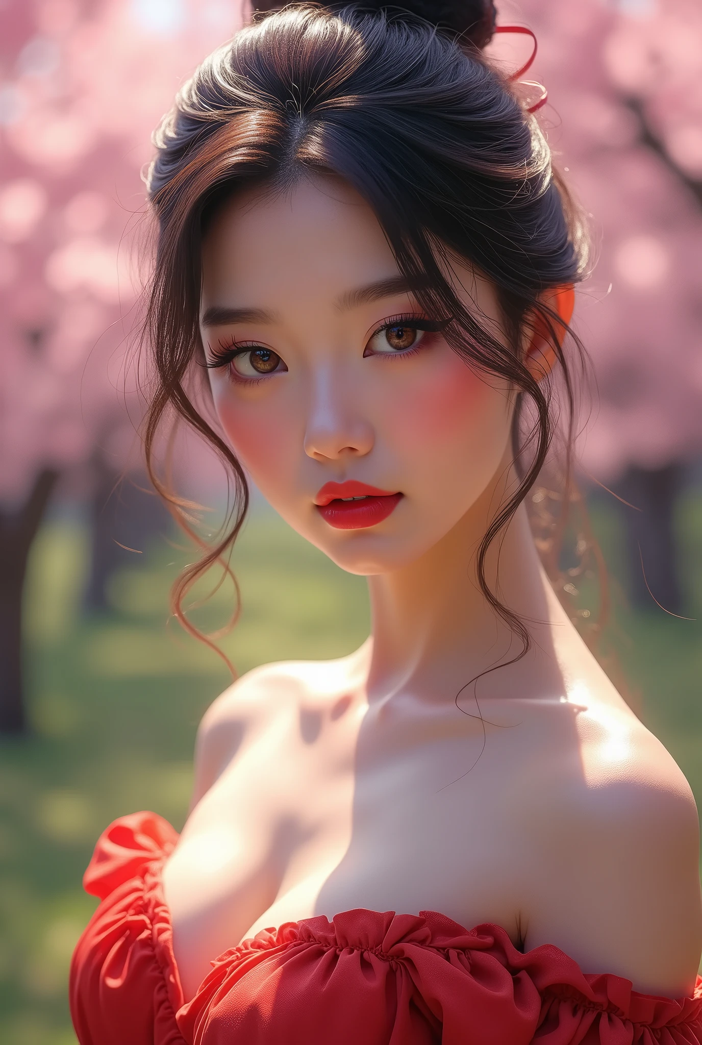 (masterpiece,Highest quality:1.4),(8k,RAW Photos,Photorealistic:1.4),Ultra-high resolution, ,(Glowing Skin:1.4),Detailed肌,Detailed顔,Detailed目,(Beautiful and shining eyes:1.2),Symmetrical eyes,Detailed耳,One person,Natural Makeup,(((Idol))),,Detailed背景,Vivid background,Beautiful and shiny hair,,((Average teenage breasts)),,(Detailed Sexy Kimono,Realistic beautiful teen,Sexy Neon,mysterious,whole body),,((Sharp Face)),Natural light,,(Very detailed ,,online shopping,LUMINE® Market,),Cleavage,Background of fluttering cherry blossom petals,Professional,(Detailed,Location was great.),
