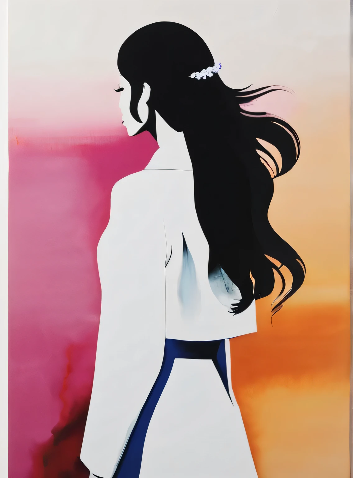 A impasto oil painting of  nude woman , view by back, posing for painting, seduce , sit back and look to viewers,  masterpiece , white background, closed up, hyper realistic oil painting. masterpiece art work.