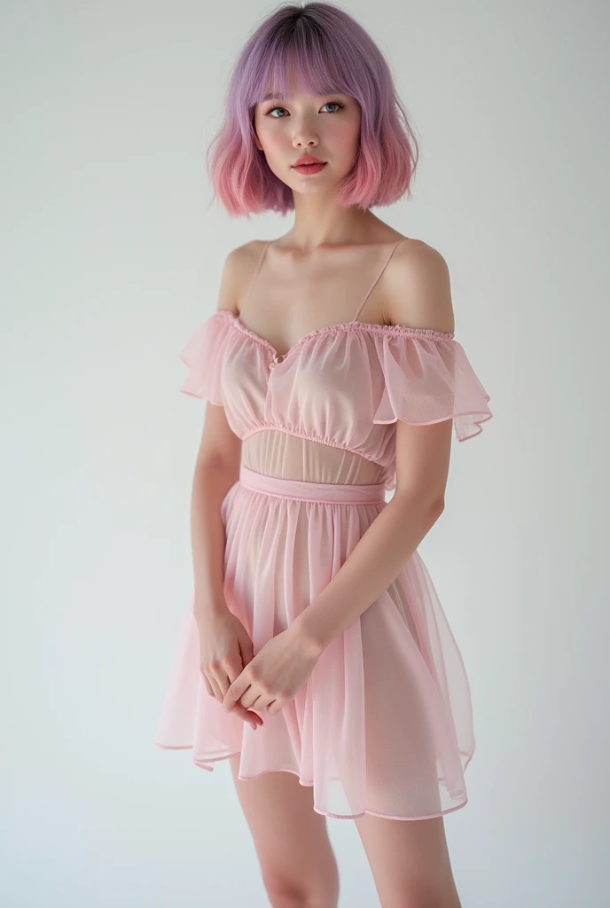 finedetail, Surreal photo,
A 26-year-old female,Pink Long Hair,hair adornments,ear jewelry,Big breasts Thin waist,Slim,effeminate,Background bokeh,鎖骨,Both shoulders
Full face blush，Moaning，Shy，pain，torogao，Naughty， Silly,
criss-cross halter,choker necklace,
obi strip,Pink shoulder bag,
frilld ,lace-trimmed,
whitet-shirt,
upper legs,pleatedskirt，Beds，pillow head，Underarms，Armpits:2