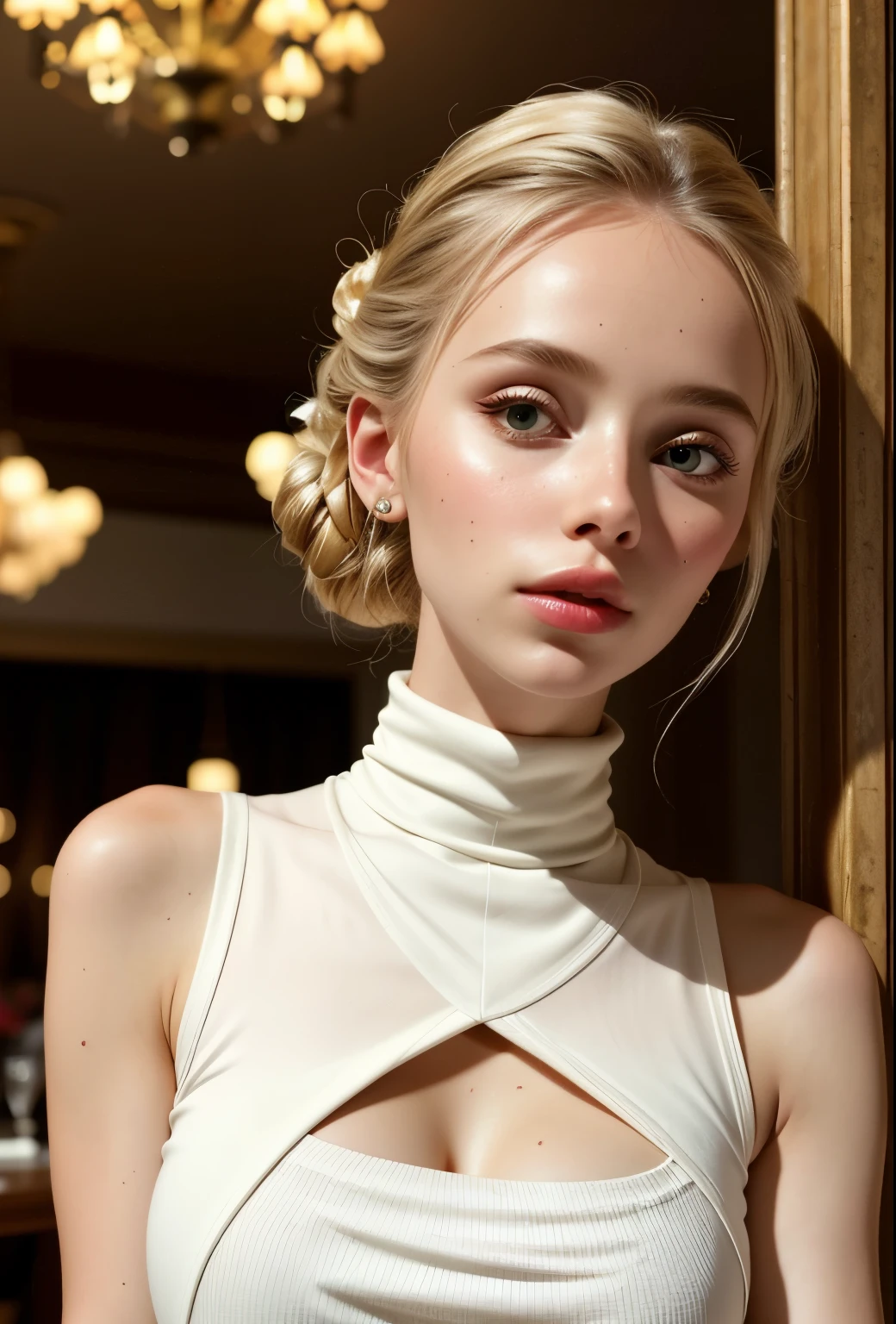 Beauty photo of lol4bunny with blonde hair updo, plump lips, making eye contact, on a date, (wearing turtle-neck dress), siting in a elegant restaurant, dimmed lights and modern décor,
detailed skin texture, (blush:0.5), (goosebumps:0.5), subsurface scattering, perfect iris, perfect pupils, perfect hands, (masterpiece, photorealistic:1.2), high quality, intricate details, highly detailed background, 8k, Ultra-HD-details, (lively-looks)
