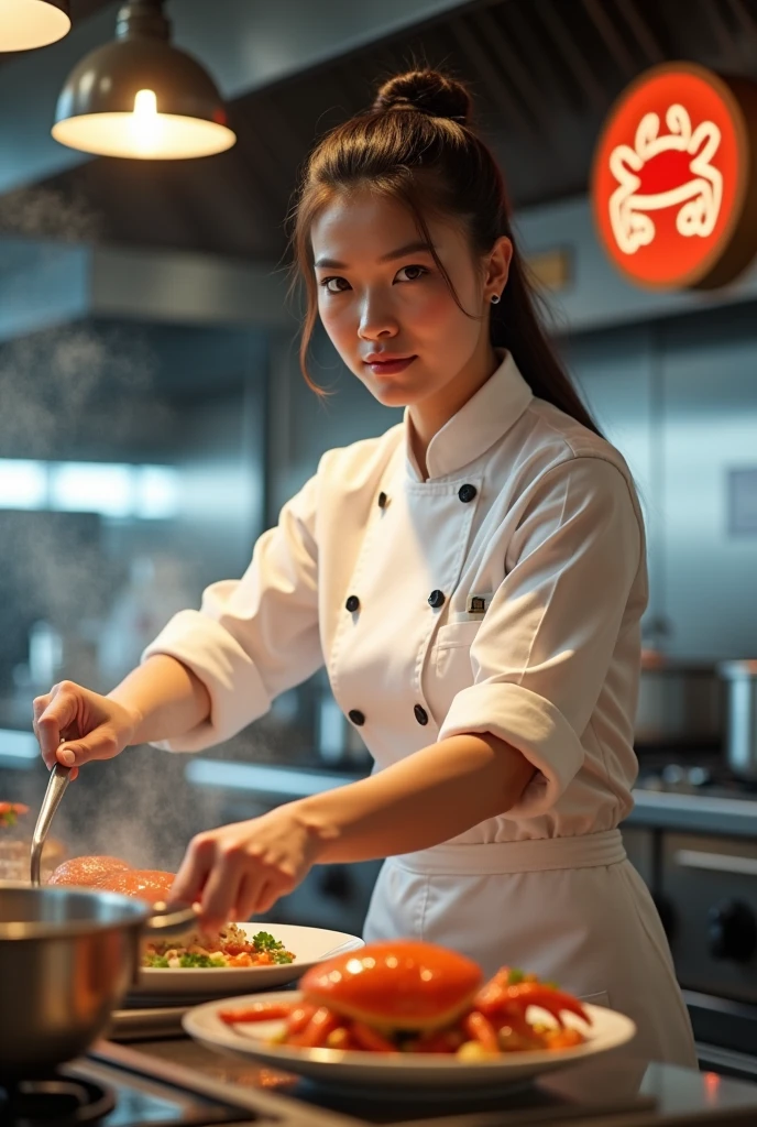 girl chef and Crab logo