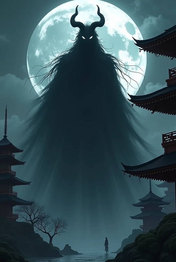 Create an original yokai named Senju no Kage. This yokai has countless hands extending from shadows, each hand points in a different direction, all hands have unique forms, the shadow itself moves, emits quiet moaning sounds, drags anyone who touches it into the shadow, and each hand expresses a different emotion. The background is the garden of an ancient temple, emphasizing a mysterious and eerie atmosphere.





