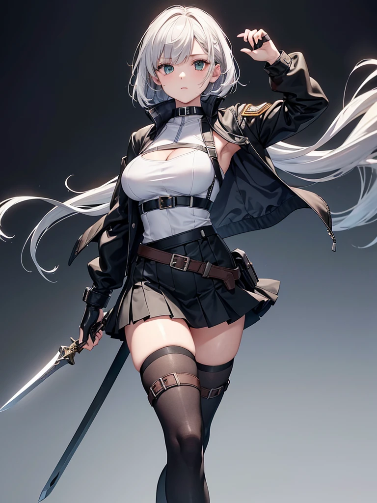 "(best quality,4k,highres,ultra-detailed,realistic), a woman holding a gun, Girl's Frontline style, with intricate details. Girl's Frontline, popular on Pixiv, highest-rated on Pixiv, Girl's Frontline CG, Kantai Collection-inspired, popular on Pixiv, Girl's Frontline, Zero Zen, gapmoe yandere grimdark, wearing German SS uniform with iron cross emblem."