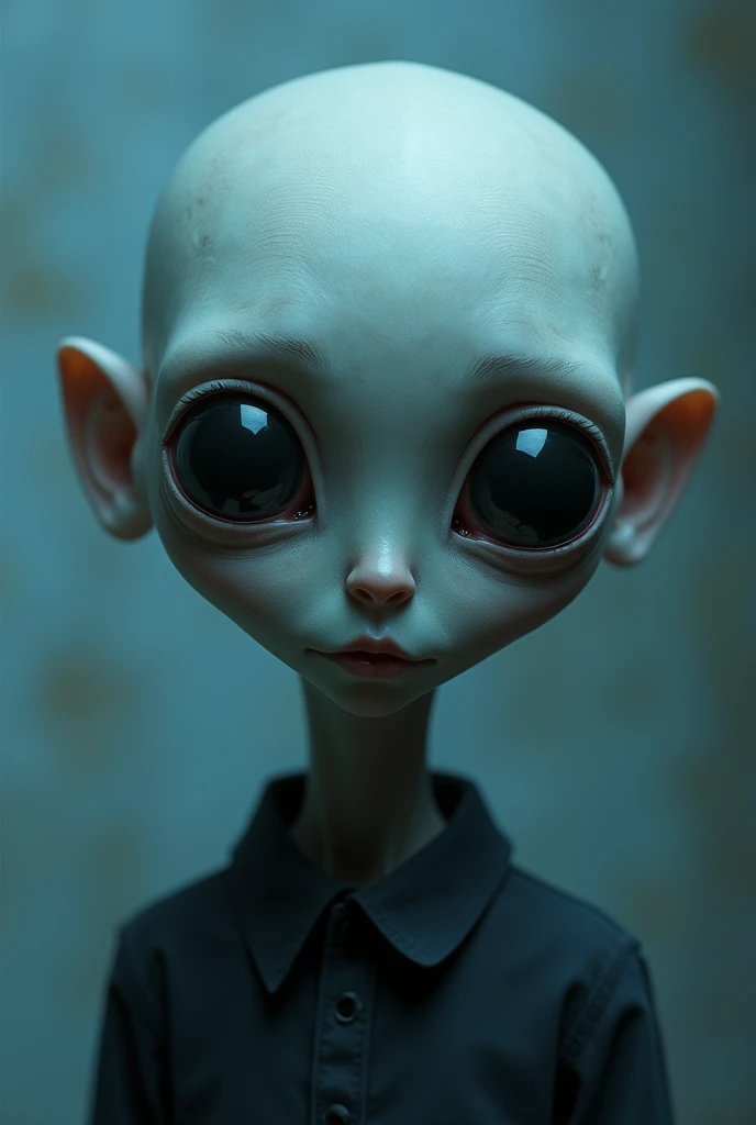 A man with no nose,have one giant eye