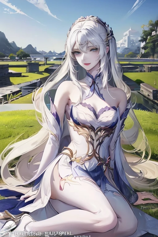 Official fine art,tmasterpiece,Sharp focus,(Beautiful gorgeous lovely Korean women:1.3),(beautiful lovely Korean people:1.3),South Korean beauties,Delicate and beautiful hair and eyes and face,Lifelike,ultra - detailed,Beautiful middle-aged girl ,A blue sky,Glowing white particles,(side-lighting:1.2),rays of sunshine,White cloud,Detailed clouds,Slender,Cute big breasts and big buttocks,Toothy laughter,((Laugh and open your eyes)),scenecy,Long straight hair, sexy facial expression, buliding, (Rural scenery:1.7), Dynamic hair, Long straight hair, Delicate black hair, (potbelly), Long white socks, Pale skin, hair adornments, epic landscapes,exposed,legs separated,