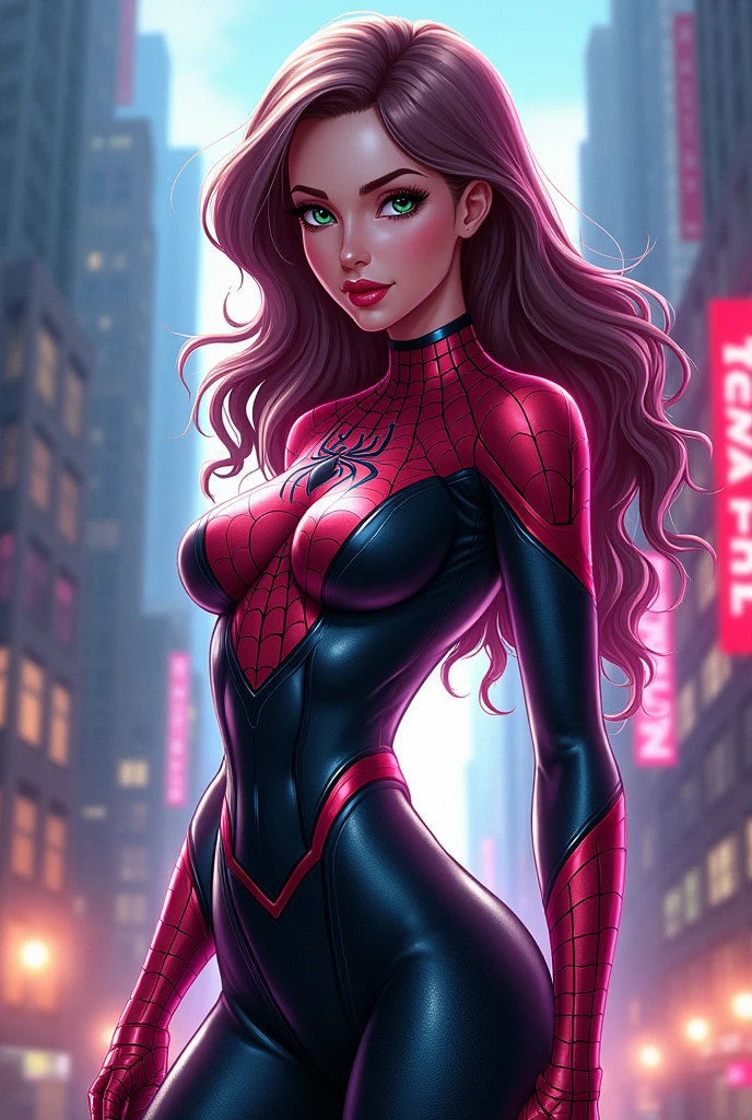 Blake Lively、Marvel Comics Movie Poster, Very beautiful, Movies about Spiderman, sexy, whole body, I'm wearing a skirt、Premiere date, Poster、belly buttonを突き出す、new york、She's wearing a torn Spider-Man suit,The suit is torn、Wearing a skirt、 Red and black color scheme,dynamic、masterpiece、highest quality、Ultra-detailed、Very detailed、A delicate and beautiful shine、超A high resolution、Cinematic,Break,Breakdrop,(Torn clothes:1.5), (Wet clothes:1.4), Bare shoulders,Real Rain,Wet Hair,belly button、Exposing Skin、Showing off her sexy shoulders