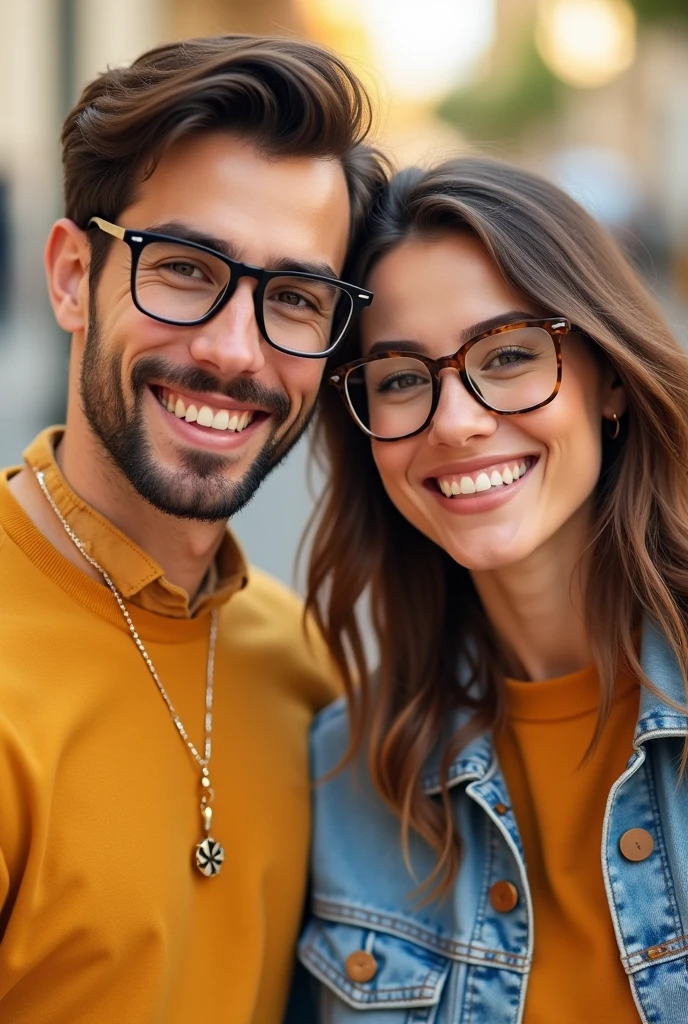 A imagem apresenta um casal mais velho posando para uma foto juntos. The man is wearing glasses and a red sweater, While the woman is wearing a pink shirt. They're close to each other, With man's arm around woman's shoulder. O casal parece estar aproveitando seu tempo juntos, possibly attending a social event or meeting. foto estilo pixar