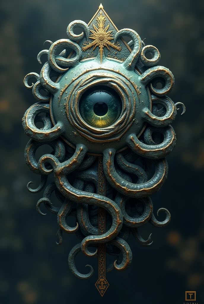 Hasselblad Award Winner, Dark lurker, scary gelatinous luminiscent eyes, organic and artifical skin, gemstones insert, piercing,  eerie light from above, eclectic, determined,  <lora:EnvyZoomSliderXL01:-0.8>