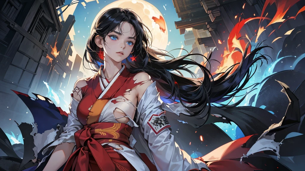 A masterpiece of the highest quality, AkagiV5, 1 girl, One, black hair, japanese clothing, kimono, long hair, I look at the viewer, ((Red eyes)), smile, sparkling eyes, hands on your own face, blood on the face, ((blood swirl)), (yandere:1.4), (sparkling eyes:1.4), Crazy eyes