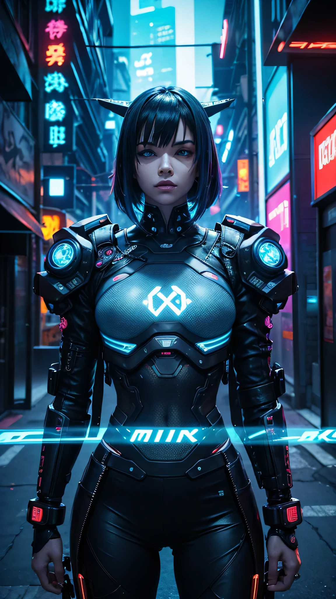 Design a cyberpunk-themed t-shirt, set against a futuristic, acid-washed background that exudes a gritty, neon-lit atmosphere. The front of the t-shirt showcases a bold, fiery-blue digital circuitry pattern, intricately woven with cybernetic designs and glowing neon veins. Overlaid on this pattern, a distinctive, futuristic symbol or text emerges, mirroring the reference image but with a quintessential cyberpunk twist.
Moving to the back, a complex, high-tech spinal design takes center stage, reminiscent of advanced cybernetic structures. Neon blue accents punctuate the