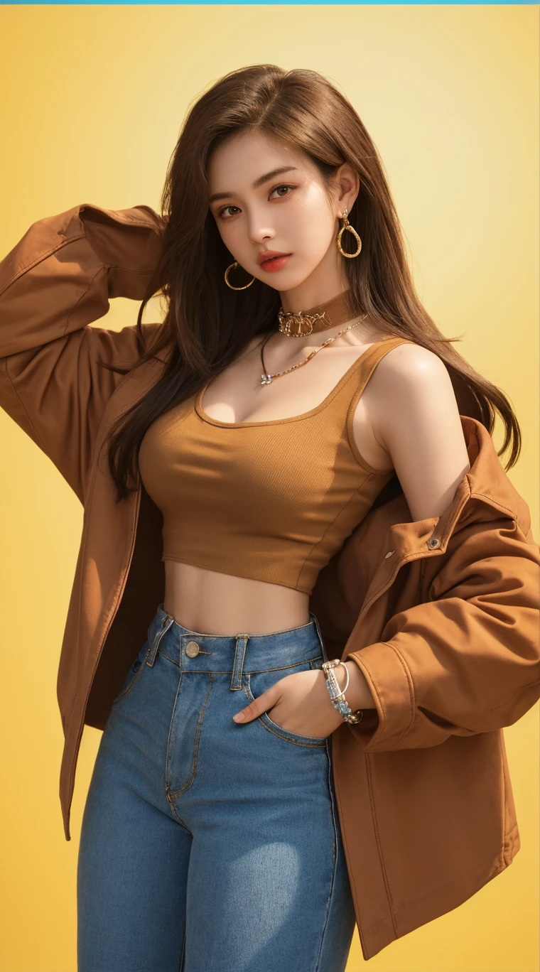 (RAW shooting, Photoreal:1.5, 8k, highest quality, masterpiece, ultra high resolution), perfect dynamic composition:1.2, Highly detailed skin and facial textures:1.2, 1girl:1, caucasian:1,Glamourous female, beautiful and aesthetic:1.2, sexy beauty, perfect style, belief, Strong-willed, revenge, Fair skin, very beautiful face, (large breast:1.4, Chest gap:1.4), (beautiful eyes, Eyes that feel beautiful eros:1.0), (Too erotic:0.9, Bewitching:0.9), (full body photo:2), (perfect limbs:1.2), (perfect fingers:1.2),(earrings:1.2,hairband,necklace:1.2,red shirt:2, denim shorts:2, short sleeves:1.4, sandals,long hair,dark orange hair,belt:2, navel,connie:1.4,sexy pose,perfect thigh),(simple background:1),(sitting:2),