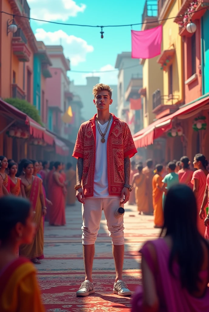 Bollywood style cinematic ligth sunset time silk skin ultra hd 4k. Image.