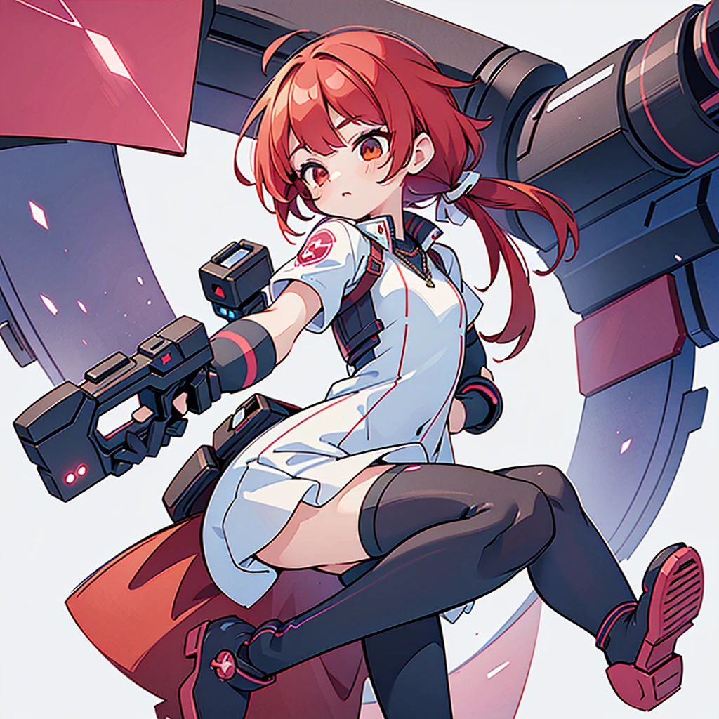 (Masterpiece, best quality), ultra-detailed, full-bodied cyber punk magical girl, hold on high tech energy KATANA, red hair, glowing white eye, cute girl outfit, cyber hi-tech boots, high resolution, digital painting, 8k high resolution, trending art station, white background, whole body.
