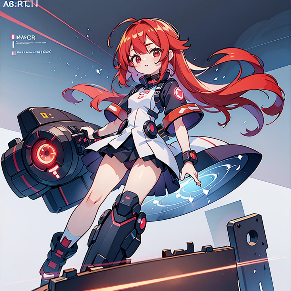 (Masterpiece, best quality), ultra-detailed, full-bodied cyber punk magical girl, hold on high tech energy KATANA, red hair, glowing white eye, cute girl outfit, cyber hi-tech boots, high resolution, digital painting, 8k high resolution, trending art station, white background, whole body.
