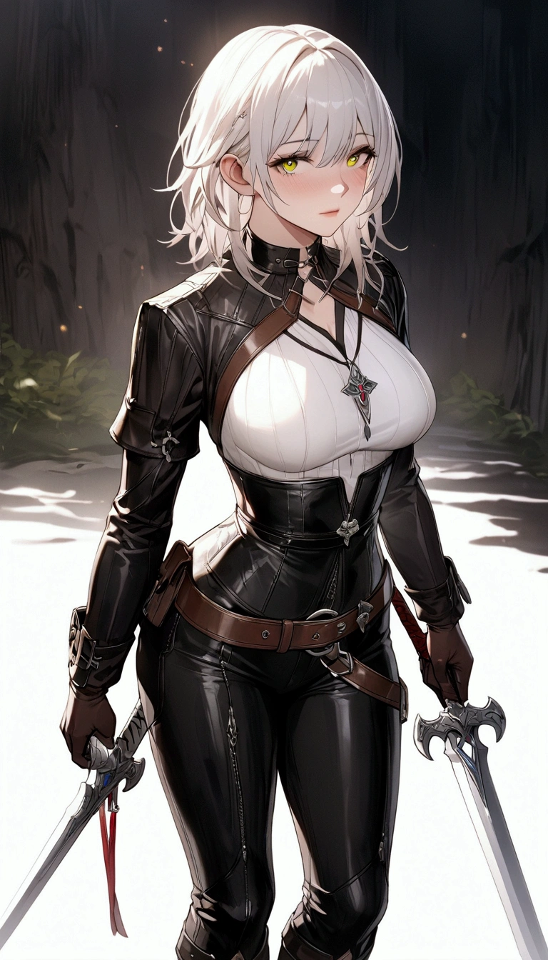 highest quality,Very detailed,((whole body)),((One Girl)),((trap)),((bulge)),Black choker,((Blonde Short Hair)),((blush)),((I was upset)),((Big Breasts)),(Big Ass)、Narrow waist、(trench coat),(Black mesh top),(High heel long boots、Vibrant colors,Soft lighting,((background:street))、Sexy Body、((Clothes with lots of belts))、(Bodysuits:1.2)、(Body Conscious:1.5)、Punk Style、