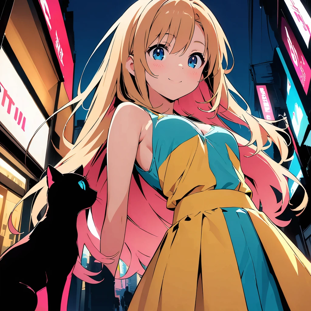 masterpiece, best quality, very aesthetic, absurdres, newest,1girl,naked_shirt, covered_nipples, ,kousaka_kirino, ore no imouto ga konna ni kawaii wake ga nai, orange hair|brown hair, long hair, floating hair, shiny hair, blue eyes|aqua eyes, pink hairclip, ,,Cyberpunk City, Street, Night, neon light, neon sign,