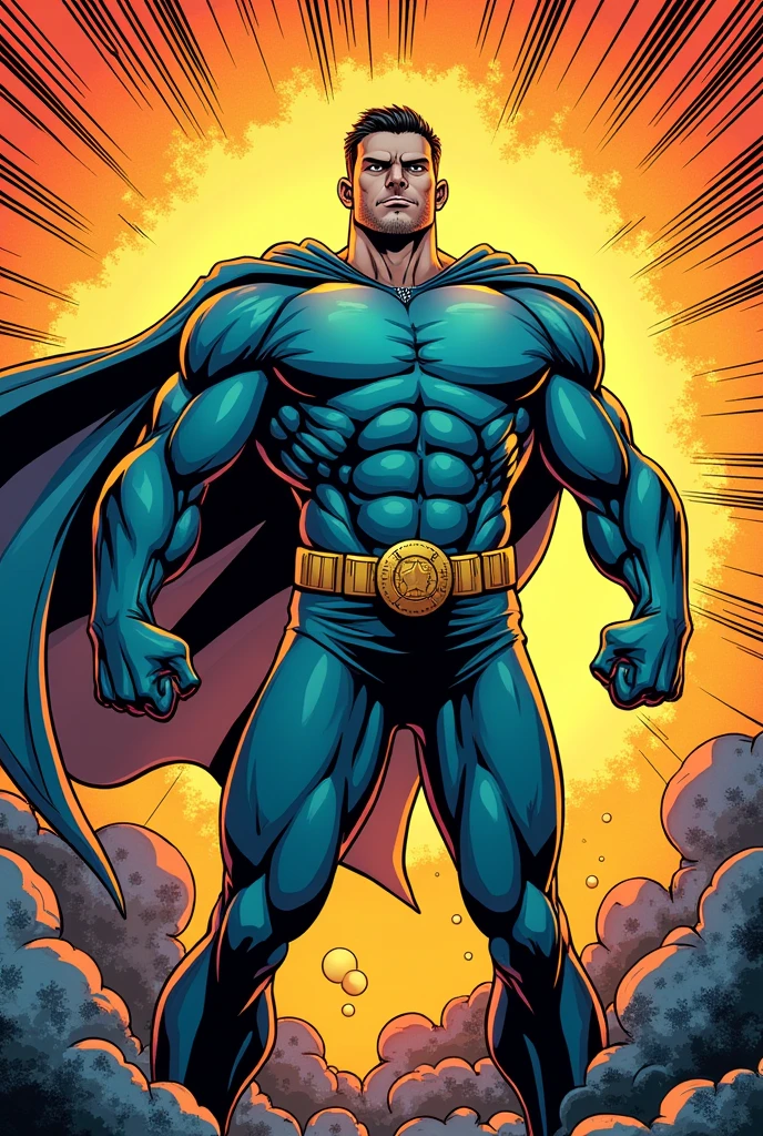 Young guy, short brown hair, Cyan eyes, brawn, Black Superman Costume, ssmile, Masterpiece, hiquality, big dick
