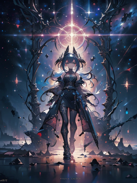 (Full body), solo, 1 beautiful girl wearing fantasy clothes, posing,  stunning beautyfull fantasy world background, panorama view