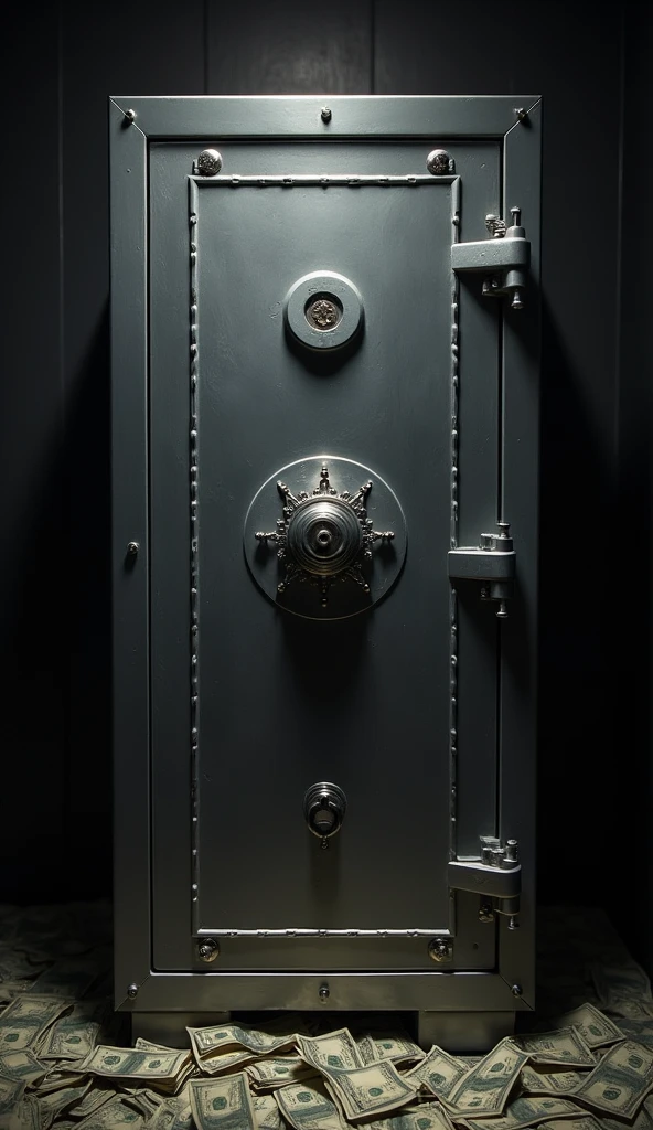 Silver-colored luxury super-security vault with multiple locks