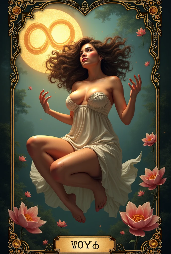(realistic: 1.3) (original: 1.2), masterpiece, best quality, ((hibiscus flower blooming on a gnarled branch on a dark forest background)), fractal mandala background, poetic intimacy. colorful, beautiful naked forest goddess, expressive eyes, perfect face, very detailed, high resolution, 1 sexy girl dressed in a transparent tunic, flowers, leaves, mandalas, fractal, girl in the forest, forest goddess, ((old antique clock floating)), ((lamp hanging from the tree)), ((full body)), black hair fused with gold, exaggeratedly long hair, hair blown by the strong wind, ((transparent clothing)), ((breasts exposed)) , ((transparent open cover)), mandala and flower tattoos, illustration, very delicate and beautiful, very detailed, CG, Unity, 8k wallpaper, huge file size, very wide lens, soft lighting, slight smile, ((transparent clothing showing naked body)), ((well-detailed eyes looking up)), ((Latin girl sitting on tree trunk)), oil painting, Latin tanned skin, ((night sky of full moon)), ((falling autumn leaves)), ((girl looking at an old clock)), nsfw,((Felicity Jones)), (sensual), (Extremely beautiful), (erotic:1.2), (sublime : 1.0), (Extremely sensitive: 1.0), (wise and understanding: 1.2), nsfw, sfw, ((skin wet with water)), ((feet stepping on grass)), ((girl sitting on tree trunk, feet stepping on grass)), blushing face, lantern, fog, mystery and fantasy, ((reflection of full moon in a distant lake)), distant mountains, wlop style, ((Roman column)), ((wall with ivy and flowers)), (wall with bougainvillea)), ((bougainvillea tree))