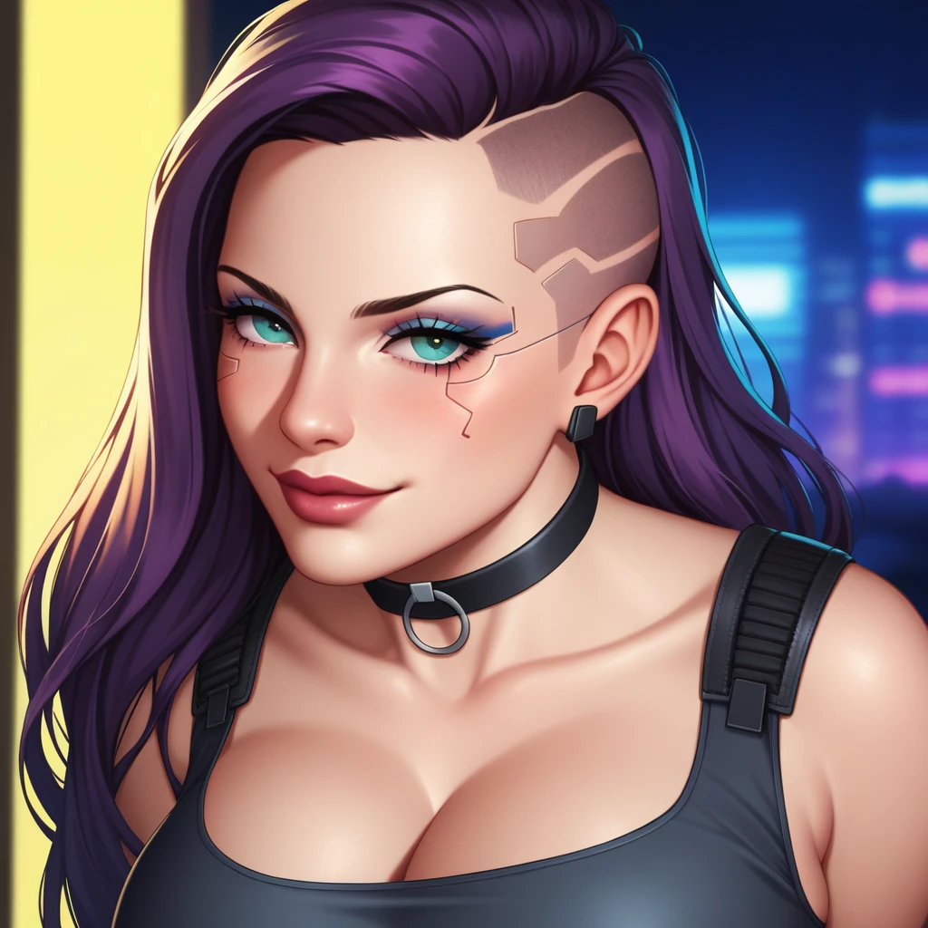 masterpiece, best quality, SFLux, (big breasts:1.3), (detailed face:1.5), purple eyes, seductive lips, multicolored hair, <lora:SFLux3:0.8>, photorealistic, absurdres, detailed eyes, upper body