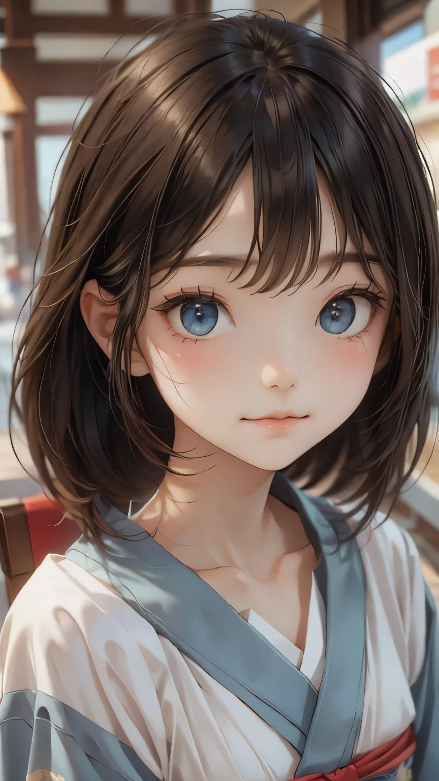((masterpiece, Highest quality, Super Definition, High definition)), alone, beautiful girl, Shining Eyes, Perfect Eyes, , Blue Theme, Yukata, firework