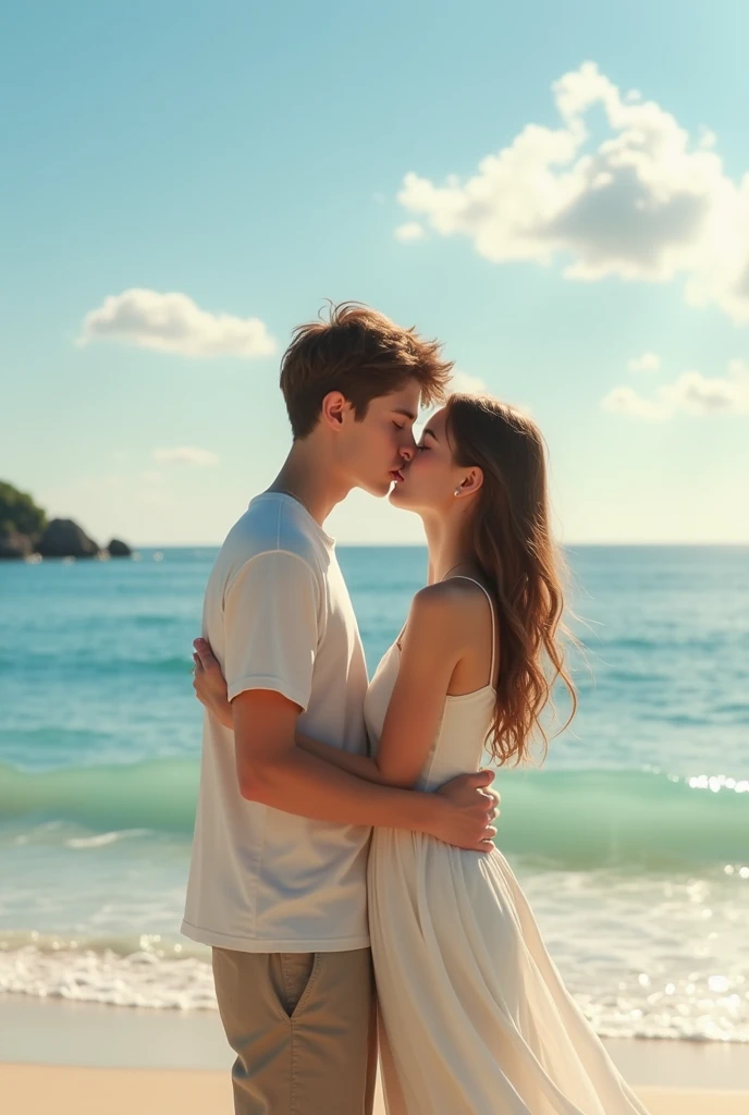 age lovers sitting in the beach in night with brightest moon,8k wallpaper, ultrahd