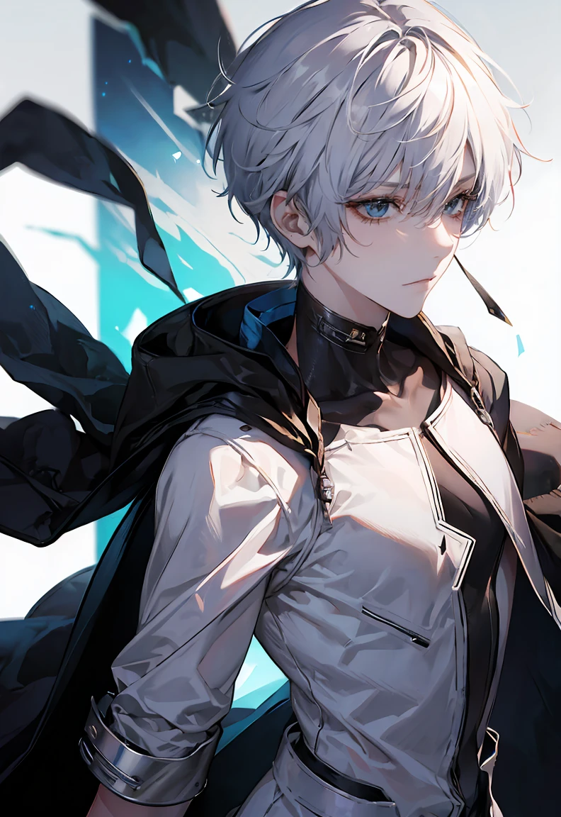 One male character, adult male, bishonen, pretty, handsome, robot, short hair, android