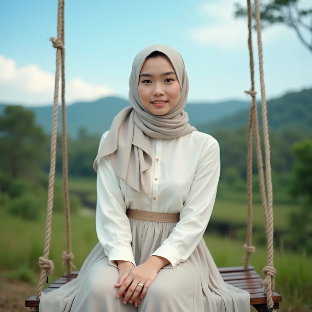 (4k, very realistic, soft light, muted colour),1 girls. 23 year old girl, Slim, Slender and tall body. Korean Pretty face mix russian face. White skin likes snow. wearing a pink hijab, wearing beige sweater, lower off shoulder sweater, wearing long necklace, (wearing white pleated skirt), sweater follow the shape of body, leaning on mat, hands on hips, cleavage, (white background), slim body, medium , (medium breast 1.2), kawaii, undressing nude breast and nipples. Lustfull smile, horny pose, full body photo shoot. Perfect anatomy. Perfect finger, perfect face, hijab, half leg in the water, wet body, wet clothes. Outdoor. Sitdown In the middle of river with background water fall. Wet body and wet clothes.