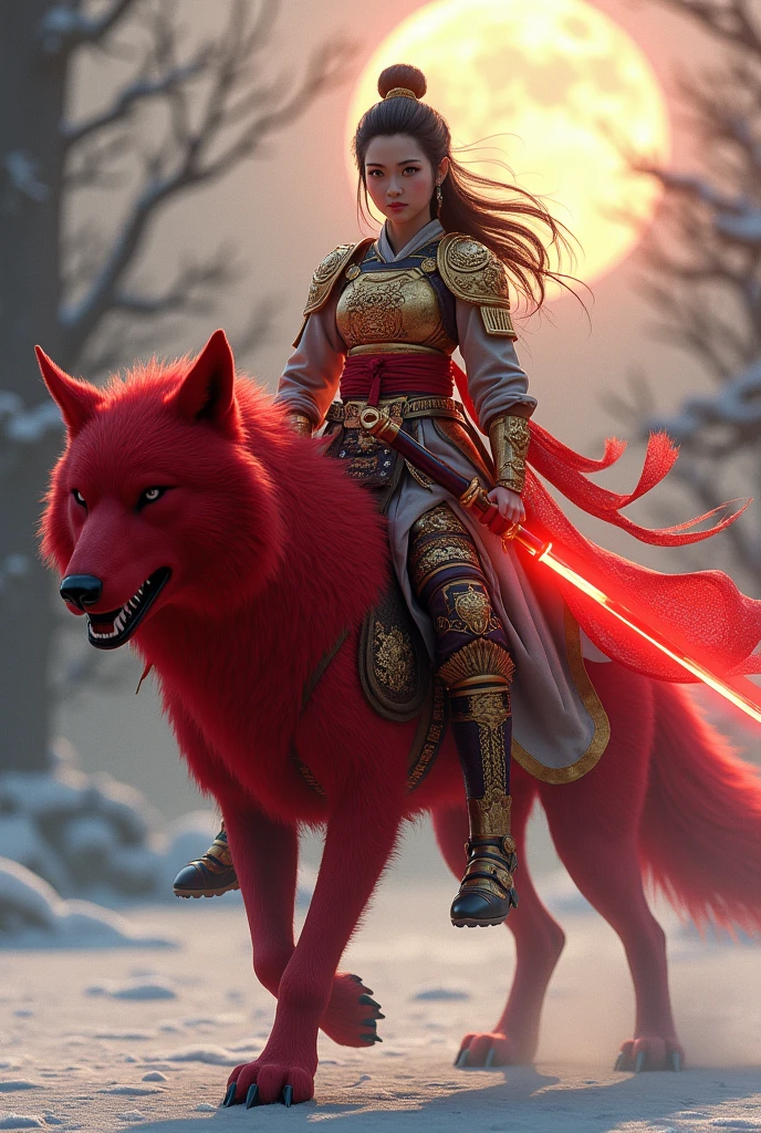 (photorealism:1.2), pink and white wolf ,beautiful, Heineken armor , magic, breasts