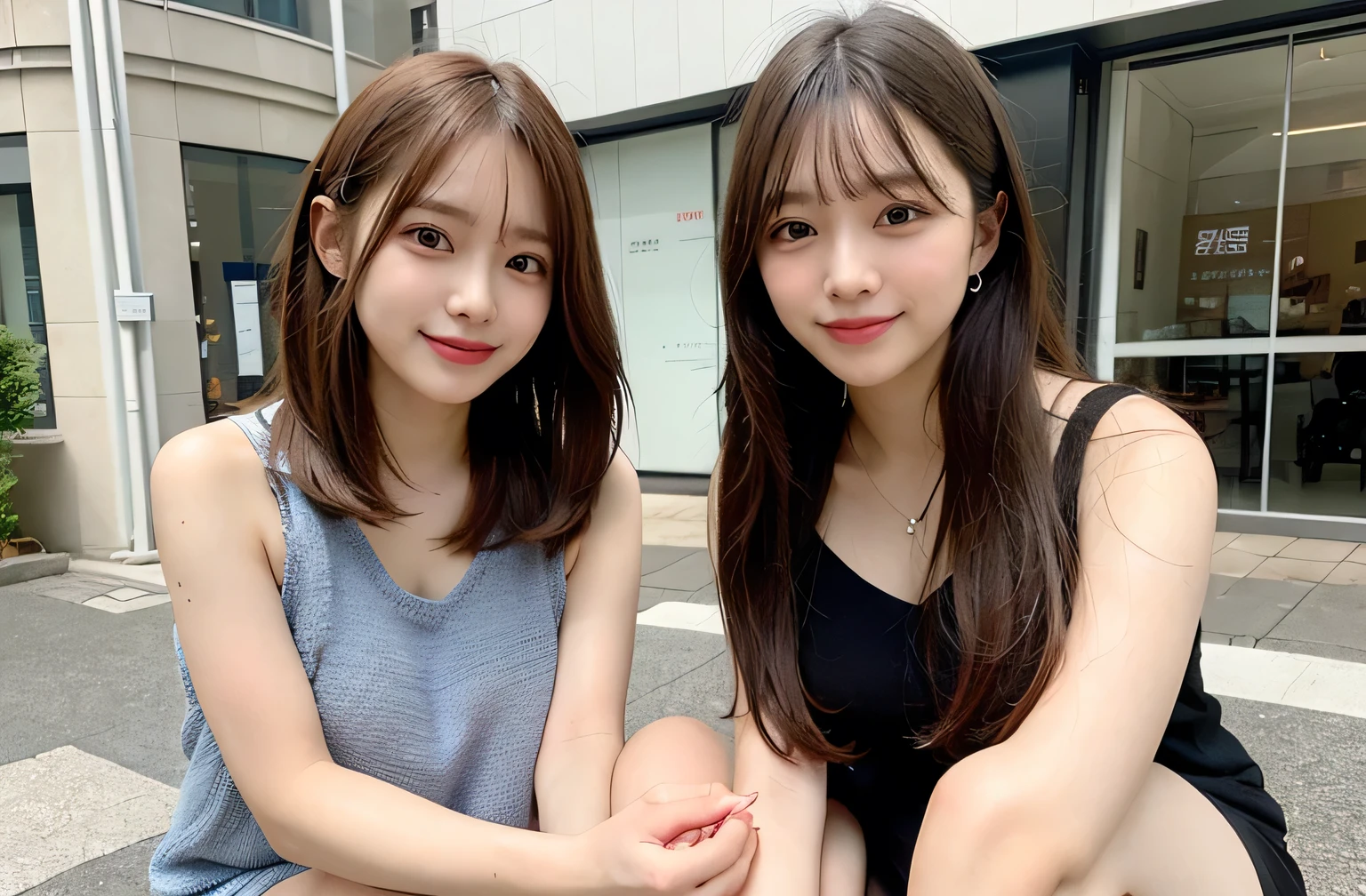 masterpiece, Better Quality, hight resolution, Two girls are side by side、a short bob、infp young woman、college girls、Shirt、Amateur Girls、s Office、Masturbation behavior、masturbation、Waki、Navel、the kiss、a short bob、 A smile,happily face,,(huge-breasted:1.1)、thighs thighs thighs thighs