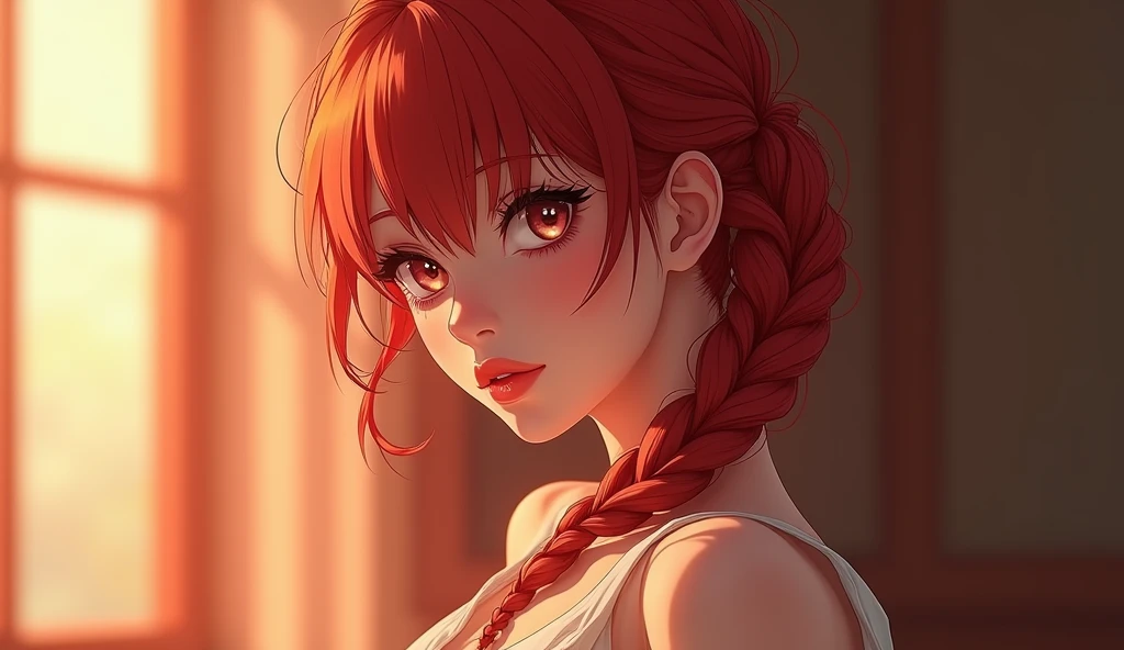 8k, obra maestra, uma garota linda de anime, melhor calidad, ultradetalhada, solo, alone, solo uma garota, at some point a beautiful anime girl, shes alone, shes alone, olhos vermelhos, olhos enroxecidos, olhos de cor vermelha, olhos vermelhos, cabeleiros curtos, solo, cabelo vermelho, pelo vermelho, roupas causais, presumido
This beautiful anime girl, with her red eyes that seem to glow, is shown in millions of pixels in this 8k masterpiece. Her short red hair