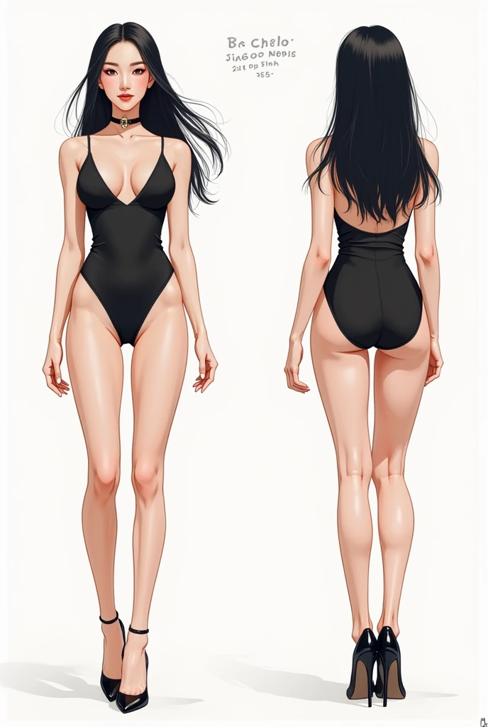 Silhouette drawing of a woman in a swimsuit