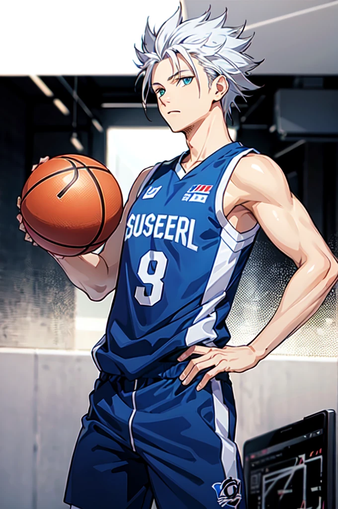 Toshiro hitsugaya dressed as a basketball player High resolution, Ultra HD, Super Detail, 