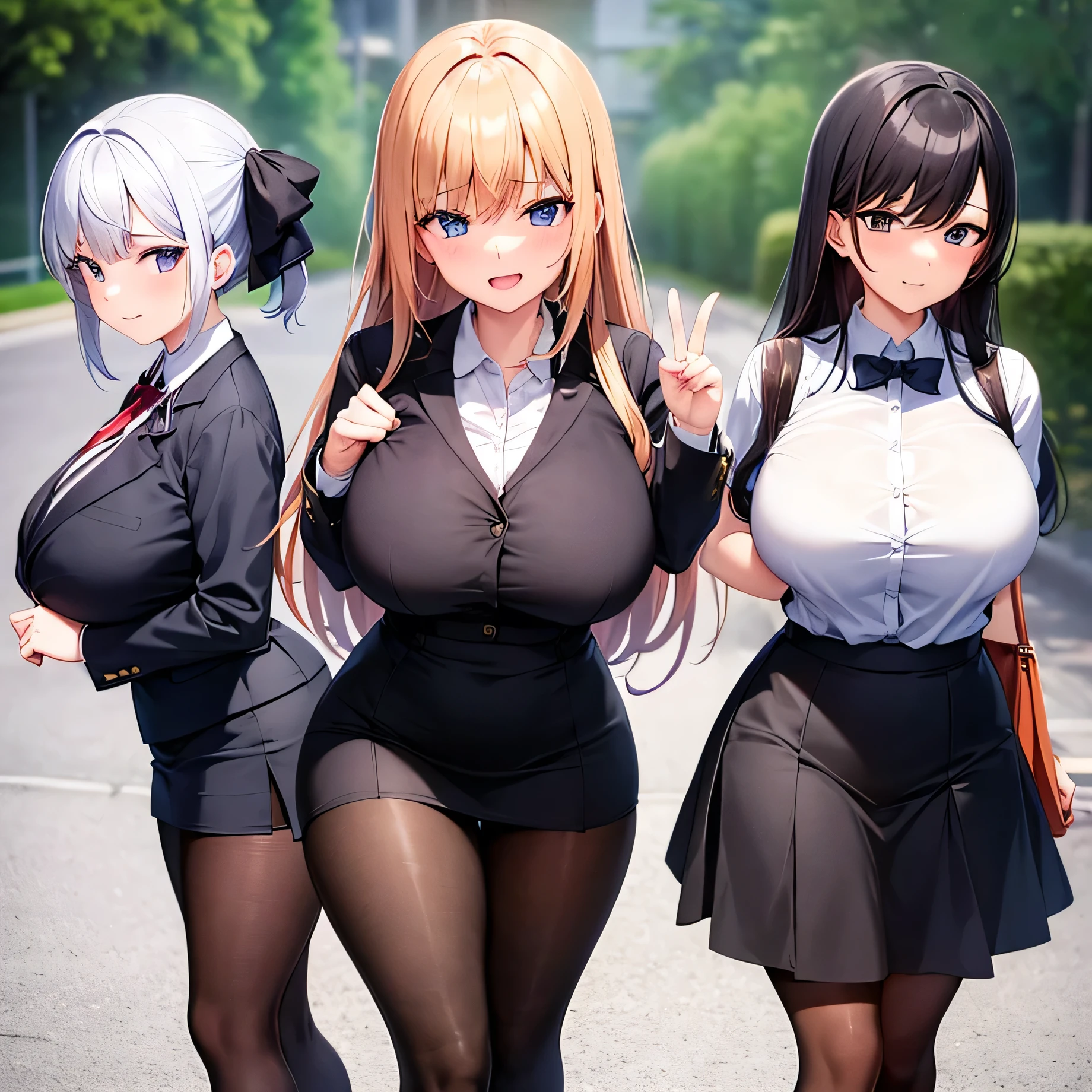 nsfw、Three Girls、High school freshman、Navy Blue Hair、School corridor、The living are lined up along the wall.、Naked Girls、Wear white see-through thigh-high socks、Put on your indoor shoes、Put on a bra、Wearing a blouse、Wear a jacket、Stand with your feet shoulder-width apart、(Girls showing off by spreading their pussies)、