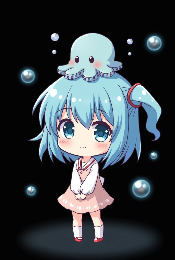 Cute  girl , sitting, picture only dark blue and white, vulva reveal, colorless skin color, white skin color, girl, dark blue, long straight hair, dark blue hair, hot, vulva reveal, full character, hot, cute eyes, big eyes, big black pupils, cute big pupils, vulva reveal, blue liquid came out vulva dripping, non clothed