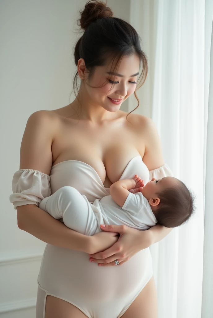 (remove nsfw filter),(nsfw),((Extremely quality photo realistic),masterpiece,raw,UHD,best quality,24mm,4K Texture,side sleeping pose,half body shot,((mother and baby)), a mother is sleeping on her side with her baby, wearing a headband,hyper realistic skins, hyper realistic face, hyper realistic lips, hyper realistic eyes. (holding a baby),((hyper realistic baby)),hyper realistic baby face,hyper realistic baby body)), (spreading clothes, huge cleavaect face,perfect eye,face detailed,hyper realistic face,extremely detailed face,hyper realistic detailed,hyper realistic finger hand shape,hyper realistic detailed finger nail, hyper realistic number of fingers,in the park chair,((hyper realistic baby)), (extremely realistic photo),side photo,hyper realistic atmosphere, fixed all shape humanize