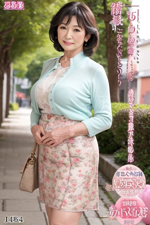 80-year-old Japanese mature AV actress wearing shapewear for older women、Chubby body type、Big buttocks for easy childbirth、Wrinkled face、Smiling Kindly、Stylish blouses for older women、Fashionable jackets for older ladies、Older mature woman in stylish mini pencil skirt、loafers、Handbags、Stand in a well-lit park、Shyly holding down her skirt、sukebra:1.5,Multiparous women:1.5、menopause:1.5、nsfw:1.2、Lewd、Lewd、Lewd、Slut