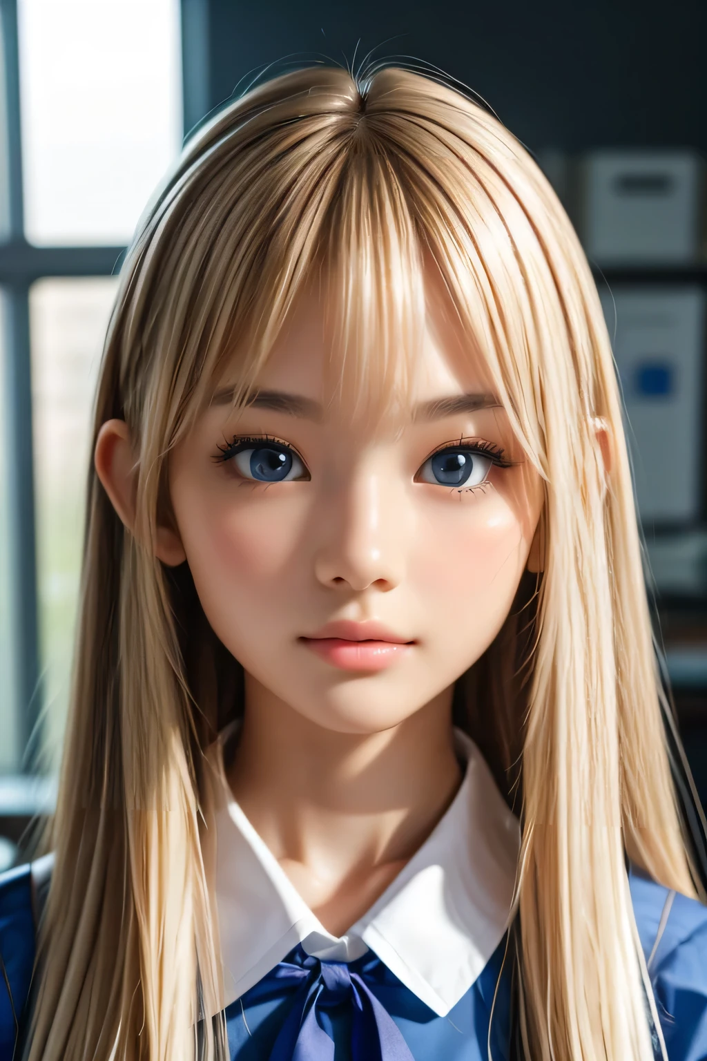 Gal Makeup、Elementary school girl、blonde、Hime cut