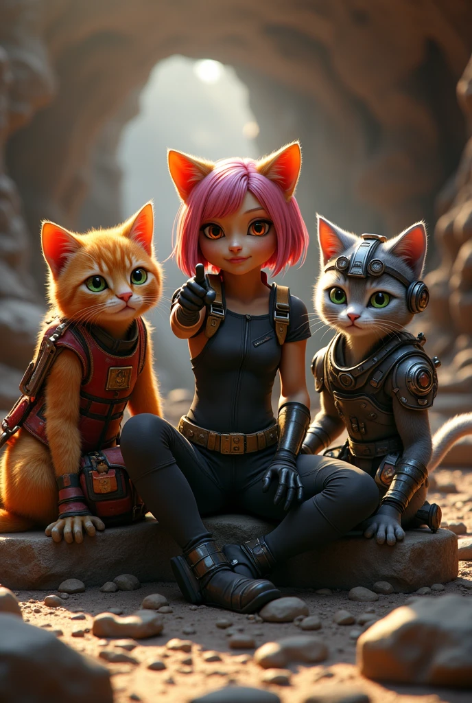 realistic powerpuff girls, 3 adult women, catgirl costumes, cat ears, cat tails, cat hair braids, nude bodies, orgy scene, inside a volcano, crazy monkey, anal sex, hyper detailed, 8k, photorealistic, masterpiece, vibrant colors, dramatic lighting, cinematic composition