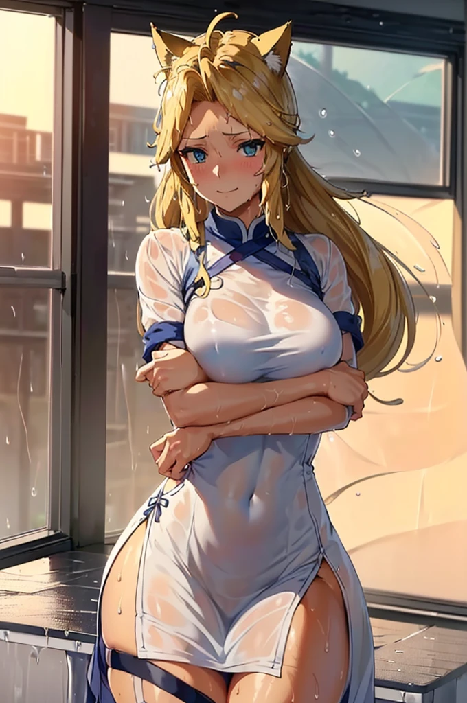(((best quality))), ((ultra-detailed)), (((masterpiece))), (illustration), ((an extremely delicate and beautiful)), ((super detail)), ((high resolution)), (((20 years old))), ((metallic cloth)), (athlete), (super heroine), (android), delicate metal decorations, gleaming skin, shiny body, two legs, breast focus, (((tall))), slender legs, ((big round eyes)), cute eyes, drooping eyes, ((adult)), two hands, five fingers, no extra hands, elegant smile, braid, ((metallic blue)), (see-through), (dark pink), (moth green), (((((ultimate humongous breasts))))), (shining brightly), outdoor, daytime, ((biopunk)), (hair shorter than shoulder), (medium length hair), gynoid, (metallic shining track and field shirt), city, ((midriff-baring outfit)), (spread legs), camel toe, sit with legs stretched out, nsfw, ((((female masturbation)))), flood of pussy juice, (right hand on the clitoris and left hand on the breast), (plunging deep V-neck track and field shirt), (bare top),
