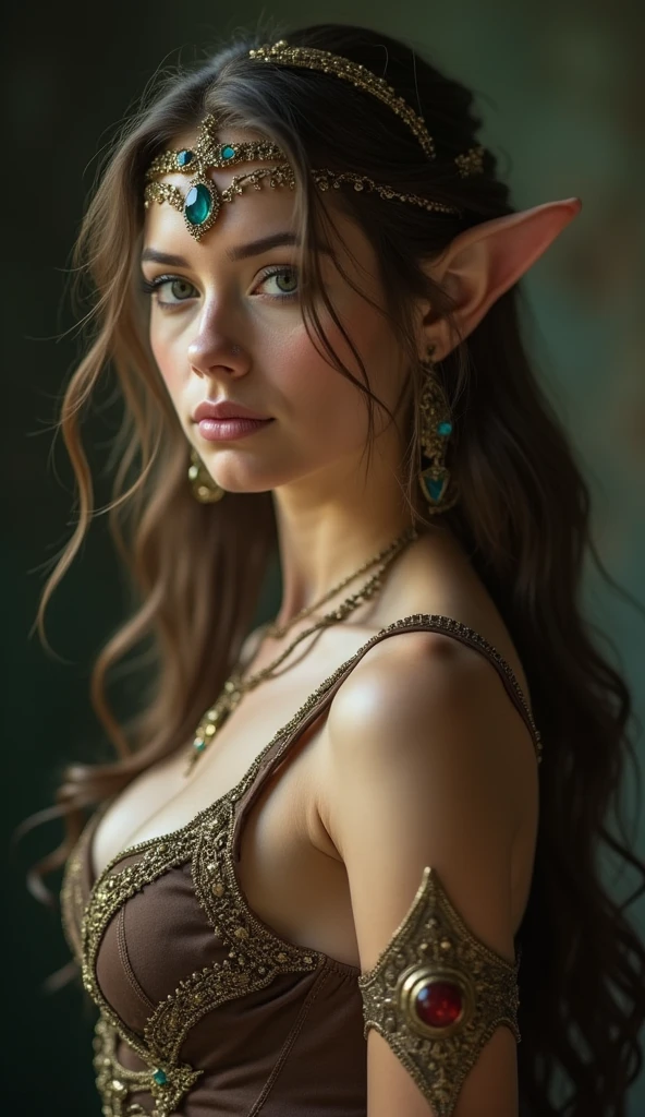 a woman sorceress, perfect body, nude in realism